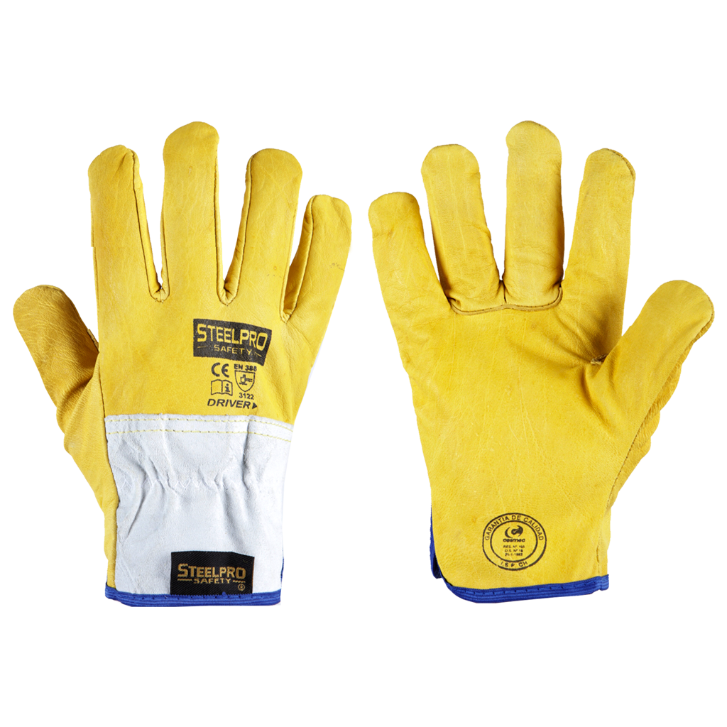 GUANTE CUERO DRIVER AMARILLO STEELPRO X12 300850680250