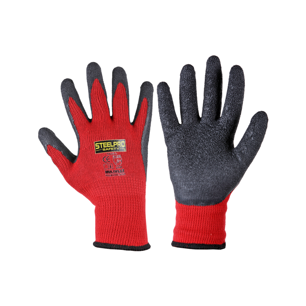 GUANTE MULTIFLEX LATEX ROJO T: M STEELPRO 303029100595